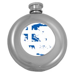 Greece Country Europe Flag Borders Round Hip Flask (5 Oz) by Sapixe