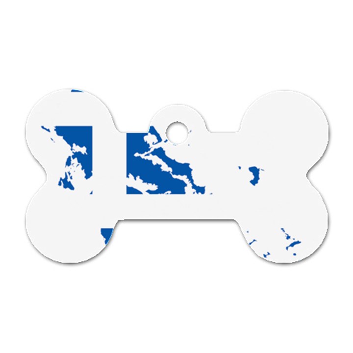 Greece Country Europe Flag Borders Dog Tag Bone (Two Sides)