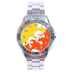 Borders Country Flag Geography Map Stainless Steel Analogue Watch by Sapixe