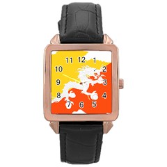 Borders Country Flag Geography Map Rose Gold Leather Watch  by Sapixe