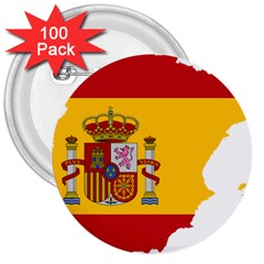 Spain Country Europe Flag Borders 3  Buttons (100 Pack)  by Sapixe