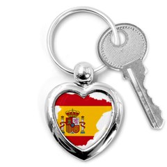 Spain Country Europe Flag Borders Key Chain (heart) by Sapixe