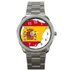 Spain Country Europe Flag Borders Sport Metal Watch by Sapixe