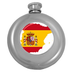 Spain Country Europe Flag Borders Round Hip Flask (5 Oz) by Sapixe