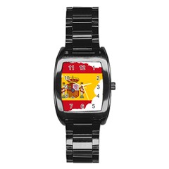 Spain Country Europe Flag Borders Stainless Steel Barrel Watch by Sapixe