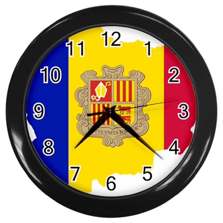 Andorra Country Europe Flag Wall Clock (Black)