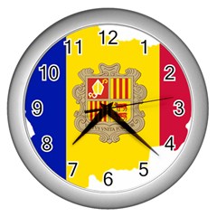 Andorra Country Europe Flag Wall Clock (silver) by Sapixe