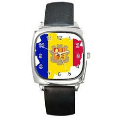 Andorra Country Europe Flag Square Metal Watch by Sapixe