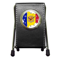 Andorra Country Europe Flag Pen Holder Desk Clock by Sapixe