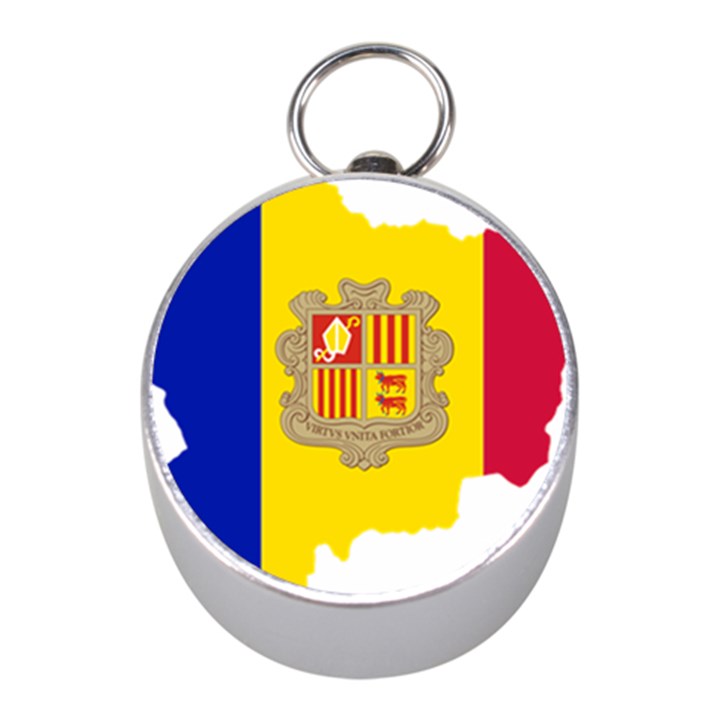 Andorra Country Europe Flag Mini Silver Compasses