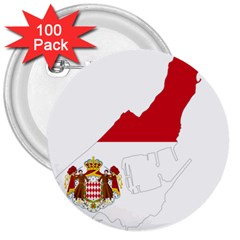 Monaco Country Europe Flag Borders 3  Buttons (100 Pack)  by Sapixe