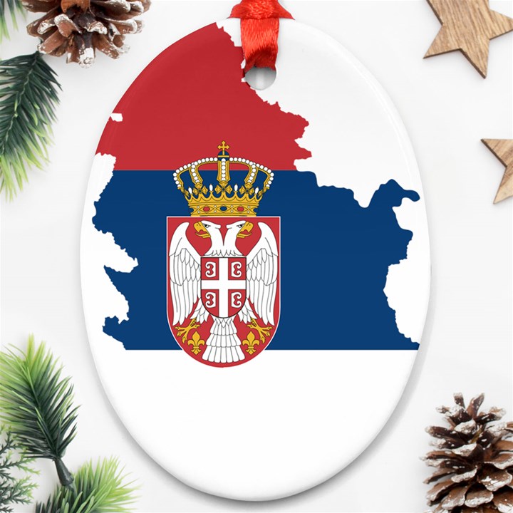 Serbia Country Europe Flag Borders Ornament (Oval)