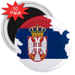 Serbia Country Europe Flag Borders 3  Magnets (10 Pack)  by Sapixe