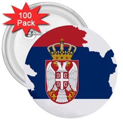 Serbia Country Europe Flag Borders 3  Buttons (100 Pack)  by Sapixe