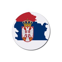 Serbia Country Europe Flag Borders Rubber Round Coaster (4 Pack)  by Sapixe