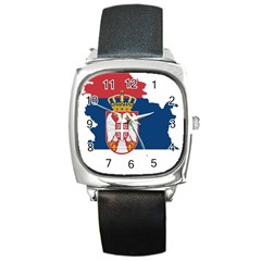 Serbia Country Europe Flag Borders Square Metal Watch by Sapixe