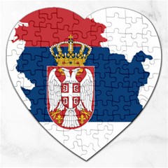 Serbia Country Europe Flag Borders Jigsaw Puzzle (heart) by Sapixe