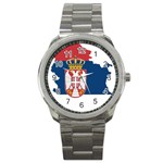 Serbia Country Europe Flag Borders Sport Metal Watch Front