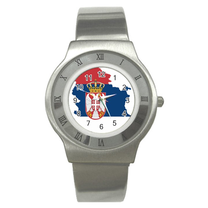 Serbia Country Europe Flag Borders Stainless Steel Watch