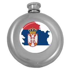 Serbia Country Europe Flag Borders Round Hip Flask (5 Oz) by Sapixe