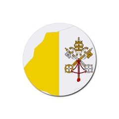 Vatican City Country Europe Flag Rubber Coaster (round)  by Sapixe