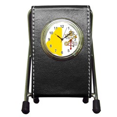 Vatican City Country Europe Flag Pen Holder Desk Clock by Sapixe