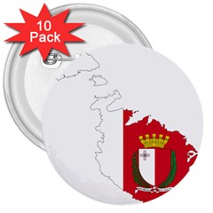 Malta Country Europe Flag Borders 3  Buttons (10 Pack)  by Sapixe