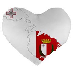 Malta Country Europe Flag Borders Large 19  Premium Heart Shape Cushions by Sapixe