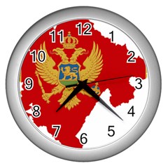 Montenegro Country Europe Flag Wall Clock (silver) by Sapixe