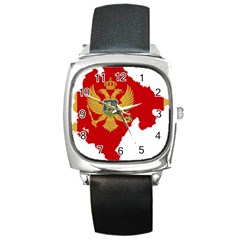 Montenegro Country Europe Flag Square Metal Watch by Sapixe