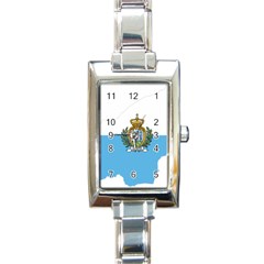 San Marino Country Europe Flag Rectangle Italian Charm Watch by Sapixe