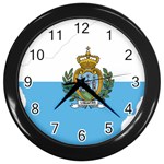 San Marino Country Europe Flag Wall Clock (Black) Front