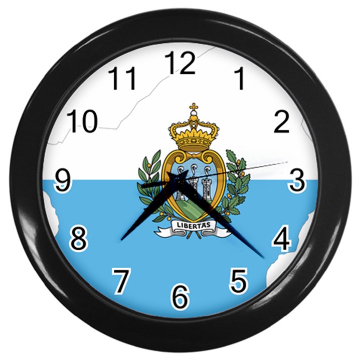 San Marino Country Europe Flag Wall Clock (Black)