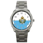 San Marino Country Europe Flag Sport Metal Watch Front