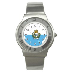 San Marino Country Europe Flag Stainless Steel Watch by Sapixe