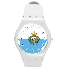 San Marino Country Europe Flag Round Plastic Sport Watch (m) by Sapixe