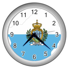 San Marino Country Europe Flag Wall Clock (silver) by Sapixe