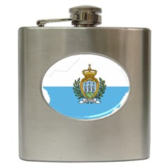 San Marino Country Europe Flag Hip Flask (6 Oz) by Sapixe