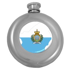 San Marino Country Europe Flag Round Hip Flask (5 Oz) by Sapixe