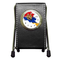 Borders Country Flag Geography Map Pen Holder Desk Clock by Sapixe