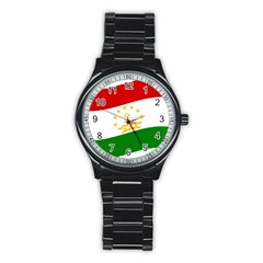 Flag Iran Tajikistan Afghanistan Stainless Steel Round Watch by Sapixe