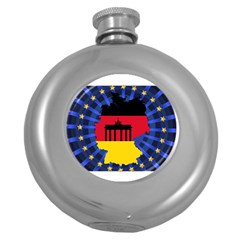 Republic Germany Deutschland Map Round Hip Flask (5 Oz) by Sapixe