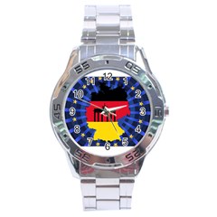 Republic Germany Deutschland Map Stainless Steel Analogue Watch by Sapixe