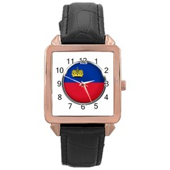 Lithuania Flag Country Symbol Rose Gold Leather Watch  by Sapixe