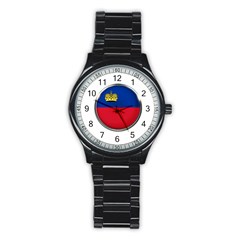 Lithuania Flag Country Symbol Stainless Steel Round Watch by Sapixe