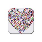 Heart Flags Countries United Unity Rubber Coaster (Square)  Front