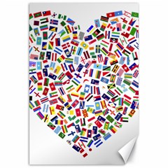 Heart Flags Countries United Unity Canvas 20  X 30  by Sapixe