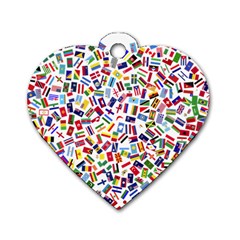 Heart Flags Countries United Unity Dog Tag Heart (one Side) by Sapixe