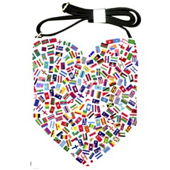 Heart Flags Countries United Unity Shoulder Sling Bag by Sapixe