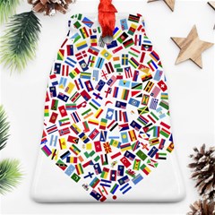 Heart Flags Countries United Unity Bell Ornament (two Sides) by Sapixe